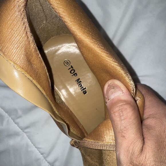 Top Moda Tan Suede Ankle Booties Women’s Size 9 High Heel Fashion Boots - Picture 9 of 9